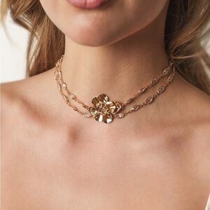 Ettika Bazel Crystal Layered Flower Necklace